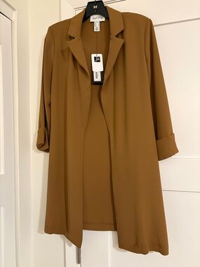 Joseph Ribkoff Camel Brown Open-Front Blazer